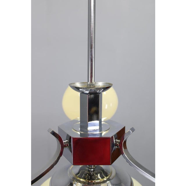 Art Deco Chandelier in Chrome and Champagne Glass, Czechoslovakia, 1930s For Sale - Image 6 of 11
