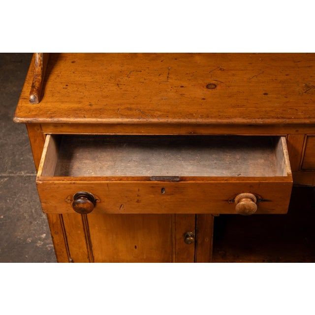 Wood Antique Pine Step-Back Cupboard With Plate Rack For Sale - Image 7 of 13
