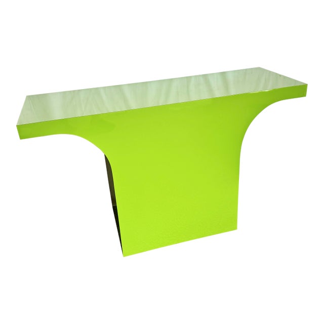 Postmodern Lime Green Lacquer Laminate Console Table For Sale