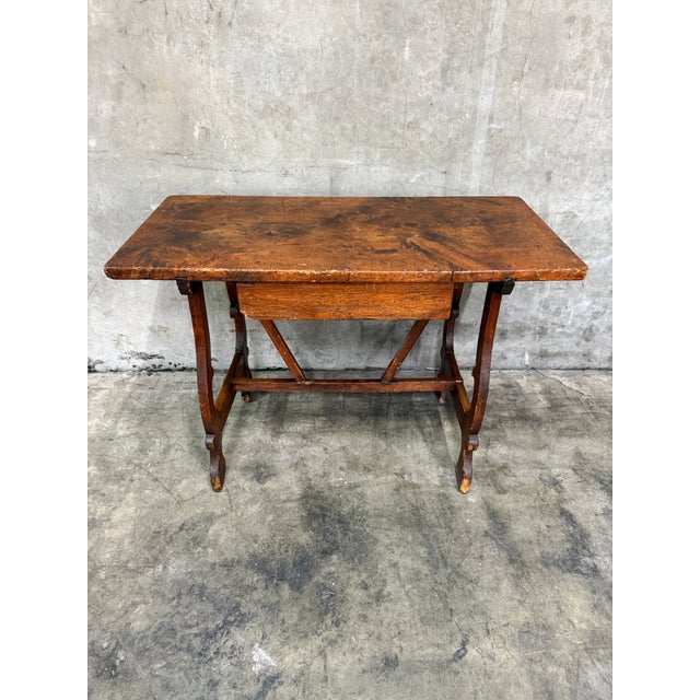 17th/18th C Italian Tuscan Walnut Trestle Table Drawer Primitive Antique For Sale In San Francisco - Image 6 of 16