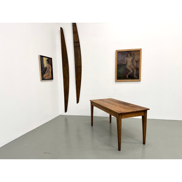 Brown Pine Farmhouse Table, 1950s For Sale - Image 8 of 18
