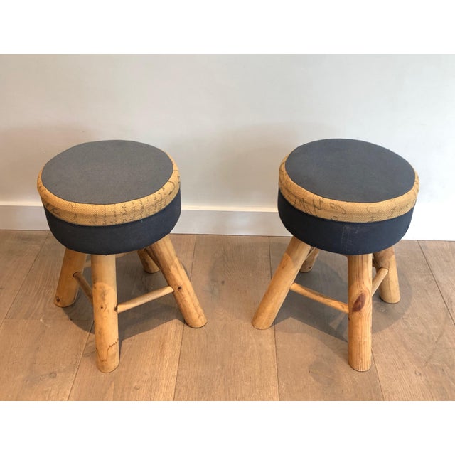Pine Stools, French Work, Circa 1970 - a Pair For Sale - Image 4 of 12