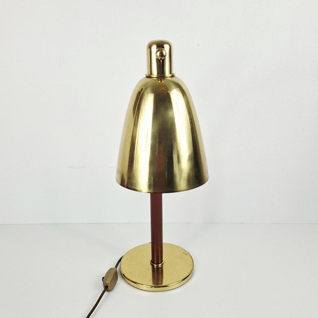 J.T. Kalmar Table Lamp in Brass and Leather by Josef Frank for J.T. Kalmar, 1950s For Sale - Image 4 of 18