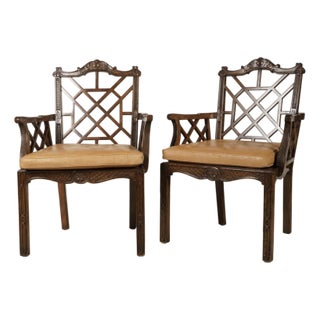 Mid 20th Century Pair of Chippendale Style Armchairs from the Bob Newhart Estate For Sale