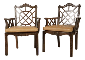 Mid 20th Century Pair of Chippendale Style Armchairs from the Bob Newhart Estate