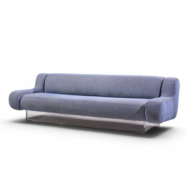 Mid-Century Modern Charles Hollis Jones Mid Century Waterfall Bear Lucite Base Sofa For Sale - Image 3 of 9