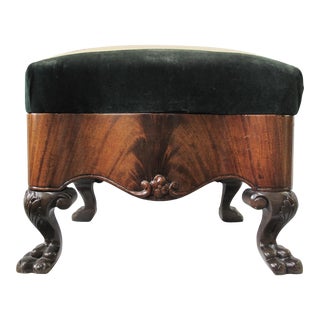 Mahogany Needlepoint Stool For Sale