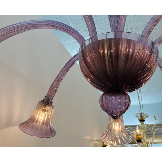 Murano Myran Allan Luxury Lighting Italian Mouth-Blown Amethyst Myran Glass Chandelier For Sale - Image 4 of 5