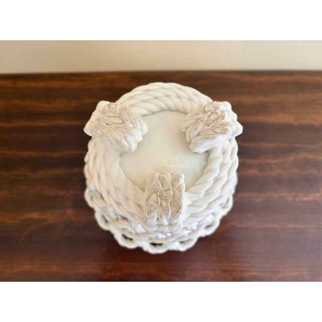 Vintage French Country Reticulated Porcelain Rope-Form Cachepot, Circa 1960s For Sale - Image 9 of 9
