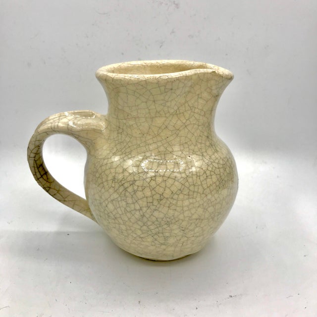 Rustic Mid 20th Century Crackle Glaze Signed Studio Pottery Coffee Creamer For Sale - Image 3 of 5