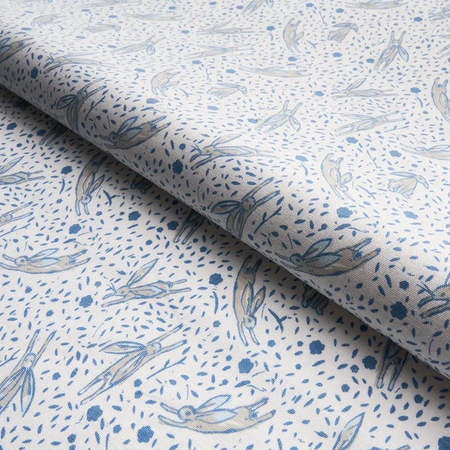 Illustration Sample - Schumacher x Marie-Chantal Rabbit High Performance Print Fabric in Blue For Sale - Image 3 of 4