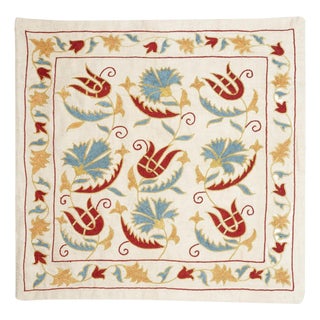 20"x20" Embroidered Pillow Cover. Boho & Chic Home Decor. All Silk Cushion Cover For Sale