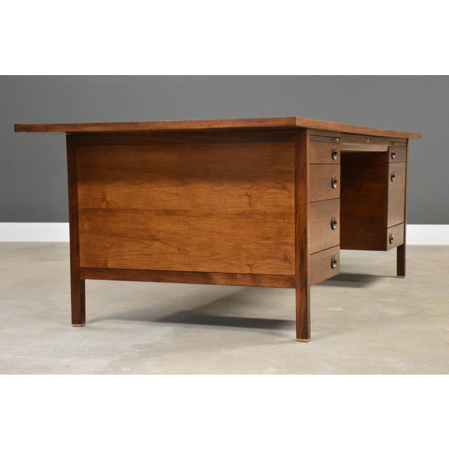 1950s 1950s Edward Wormley for Dunbar Walnut Executive Desk For Sale - Image 5 of 12