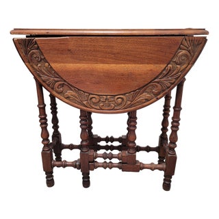 Antique English Oak Carved Table For Sale