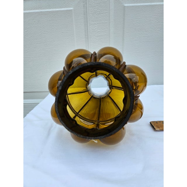 Pair Metal and Caged Amber Glass Candle Holders Sconces For Sale - Image 11 of 15
