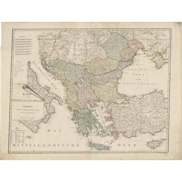 Black Antique Map of the Ottoman Empire in Europe by Reilly, Vienna, 1796 For Sale - Image 8 of 8