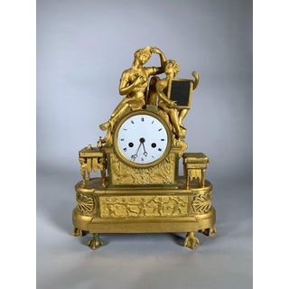 Important Empire/Directoire period clock, late 18th - early 19th century, gilt bronze For Sale