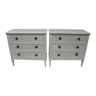 20th Century Gustavian Dove Wing Gray Bedside Chests - a Pair For Sale