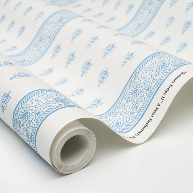 Schumacher Schumacher Katsura Stripe II Wallpaper In Chambray For Sale - Image 4 of 4