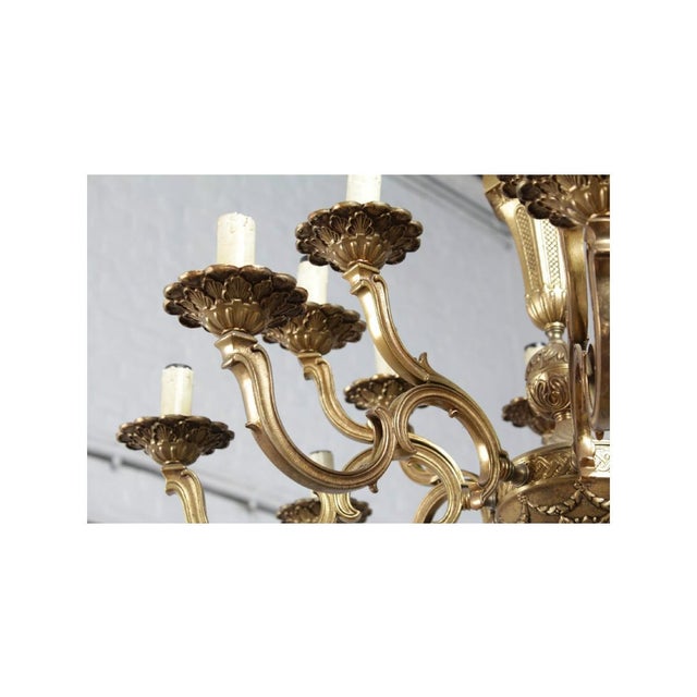 Louis XV Brass and Glass Chandelier, 1910 For Sale - Image 3 of 6