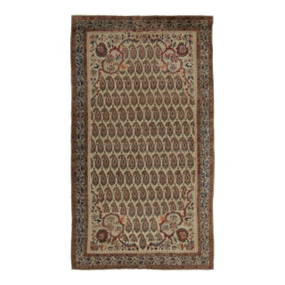 Antique Persian Malayer Rug in Brown With Paisley Floral Elegance - Rug & Kilim For Sale
