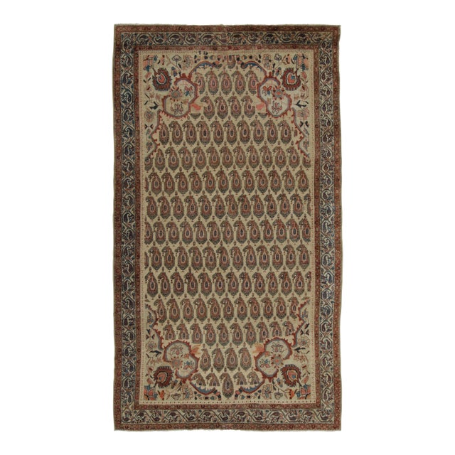 Antique Persian Malayer Rug in Brown With Paisley Floral Elegance - Rug & Kilim For Sale