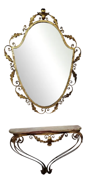Italian Console with Mirror, 1950s, Set of 2