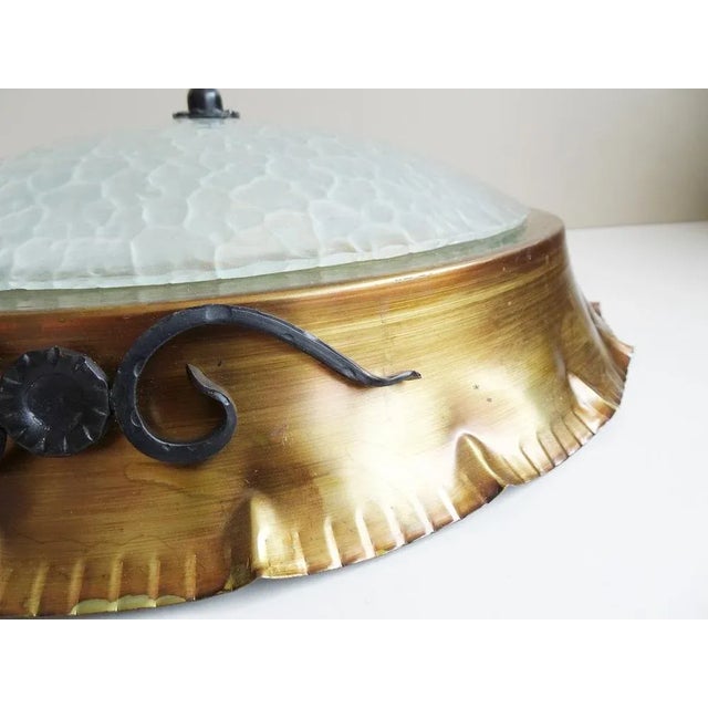 Metal Structured Glass Ceiling Lamp, 1970s For Sale - Image 7 of 12