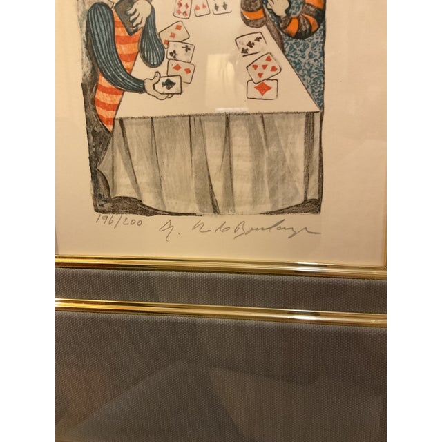 Art Deco 1980s Garciela Rodo Boulanger “Joueurs De Cartes” Lithograph Signed and Numbered For Sale - Image 3 of 4