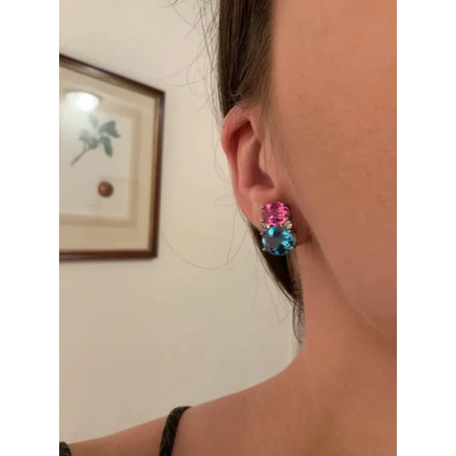 Metal Christina Addison Medium 18kt Yellow Gold Gum Drop™ Earrings With Pink Topaz and Diamonds With Detachable Pearls For Sale - Image 7 of 12