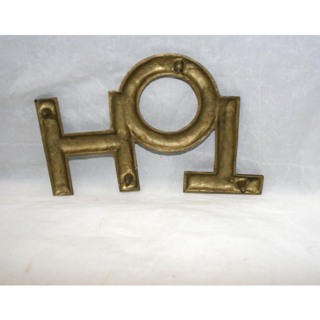 1960s Mid Century Modern Brass Beveled Edge Footed Hot Word Shaped Trivet For Sale In West Palm - Image 6 of 8