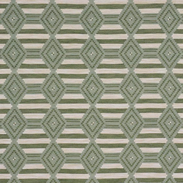 SAMPLE - Schumacher Manta Performance Fabric In Green & Mineral For Sale