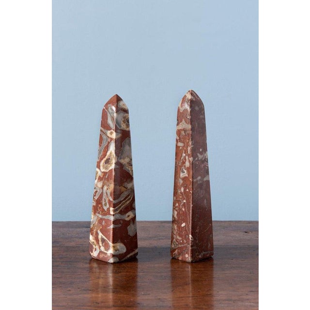 Stone French Red Griotte Marble Obelisks, Set of 2 For Sale - Image 7 of 7