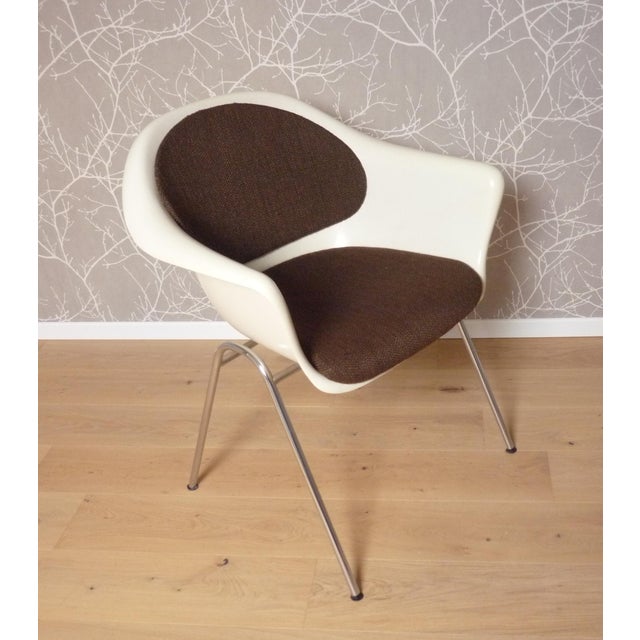 "Space Age" chair created by K. Schäfer in 1970 for the Lübke brand in Germany. Armchair with seat and back in brown wool...