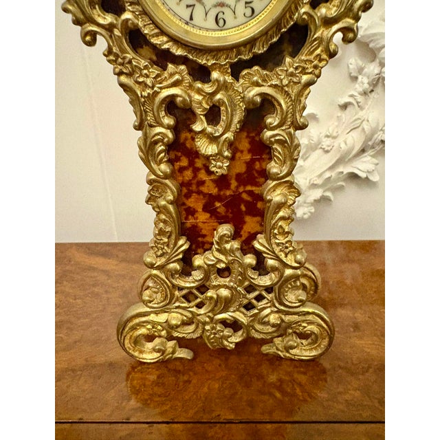 Magnificent quality antique Edwardian ornate gilded brass miniature longcase clock having a beautiful and quality ornate...