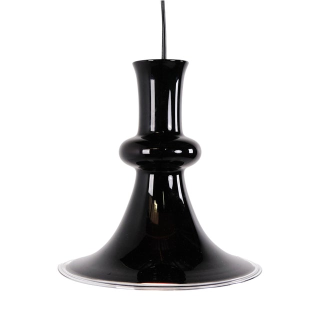 Etude Pendant Light in Black Glass by Michael Bang for Holmegaard, 1970s For Sale