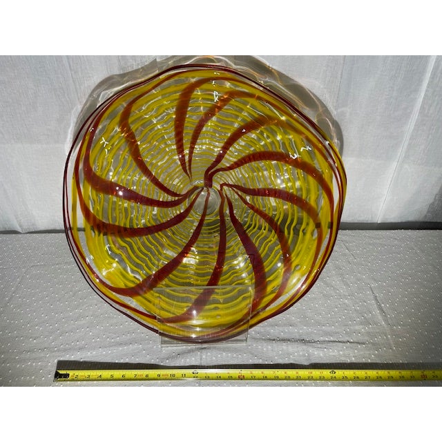 Large Mid-Century Modern Vintage Hand Blown Italian Glass Centerpiece Platter For Sale In Atlanta - Image 6 of 7