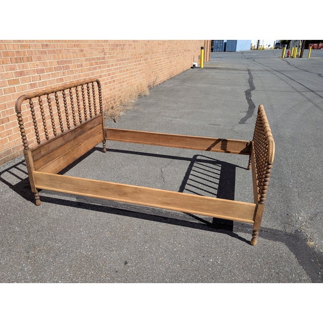 Mid 20th Century Antique Jenny Lind Spool Bed | Full Size Wooden Frame | Vintage Victorian Cottage Farmhouse Decor For Sale - Image 5 of 9