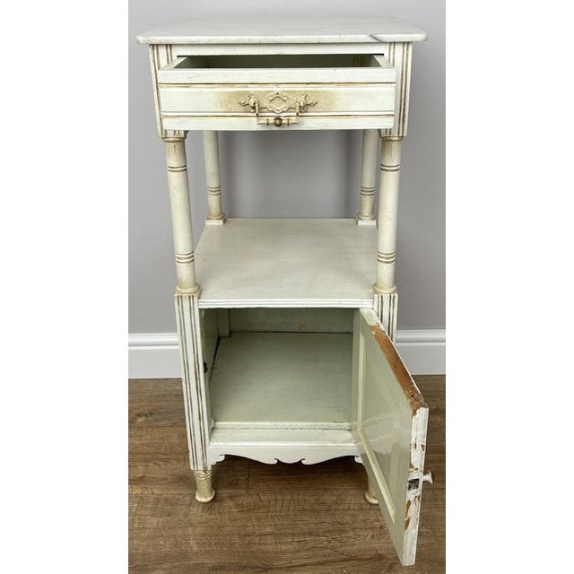 Antique French Oak Bedside Table with Marble Top For Sale - Image 12 of 14