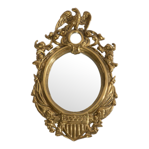 Mid 20th Century Virginia Metal Crafters Brass Federal Eagle and Shield Mirror