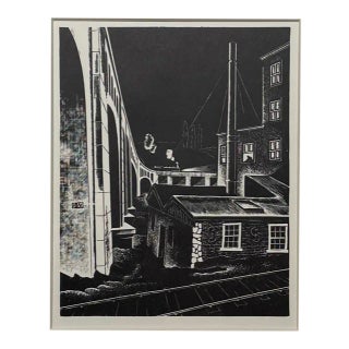 1932 "Powerhouse" Philadelphia WPA Style Woodblock Print by Salvatore Pinto For Sale