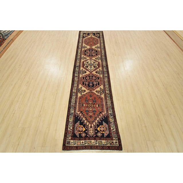 Tribal Sarab Runner 2’6” X 10’5” Beige Wool Vintage Tribal Hand-Knotted Oriental Rug For Sale - Image 3 of 14