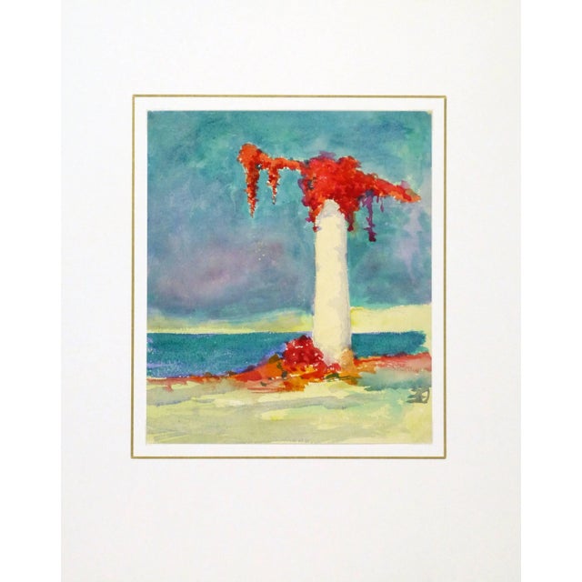 Vintage French Watercolor - Red Vines For Sale - Image 4 of 5