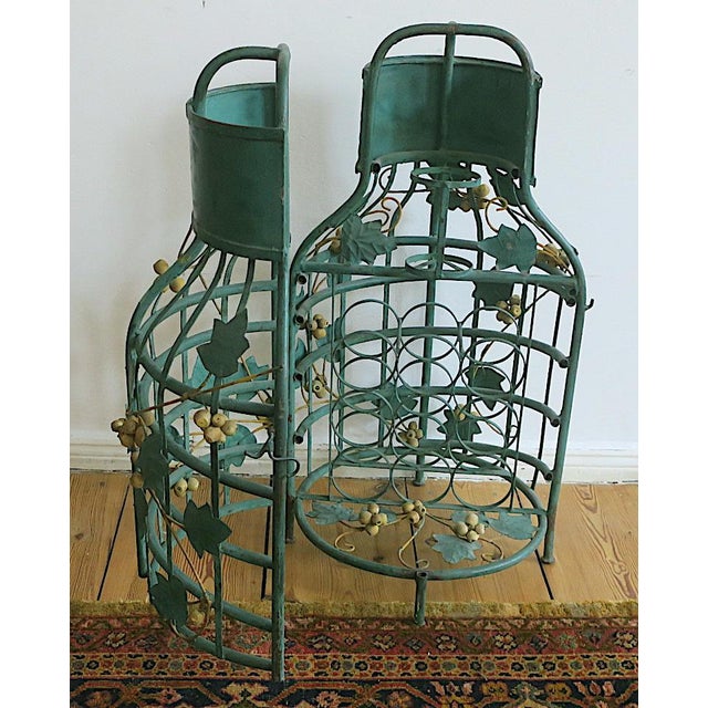 Rare Boho Florentine painted tole domed wine rack, Italy 1960s. The rack is decorated with vine-leaves in painted tole,...
