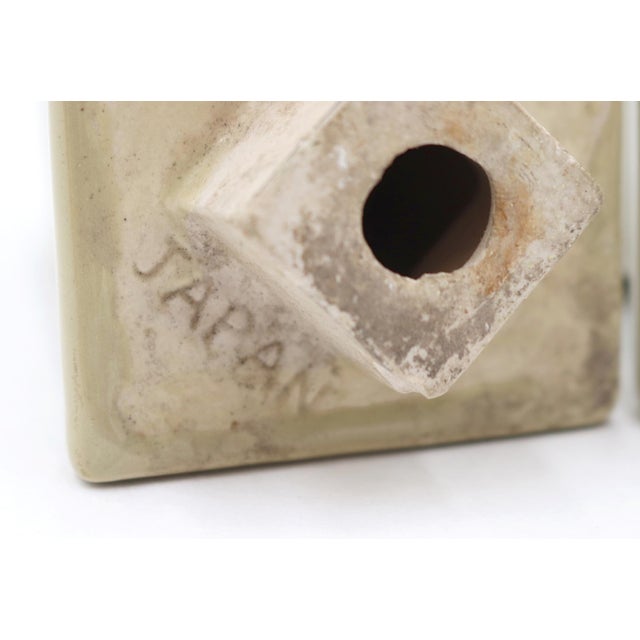 Pair of Vintage Green Ceramic Towel Bar Brackets For Sale - Image 6 of 6