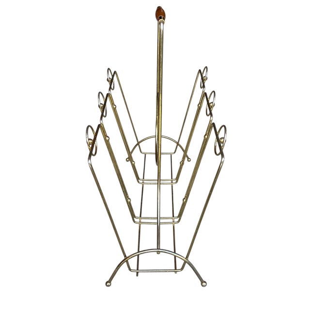 Mid 20th Century Vintage Metal Magazine Rack Mid-Century Modern For Sale - Image 5 of 16