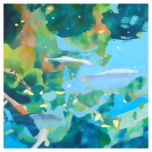 M.P. Autonne, Poissons à l'Ombre de l'Imagination, 2022, Acrylic & Oil on Wooden Panel