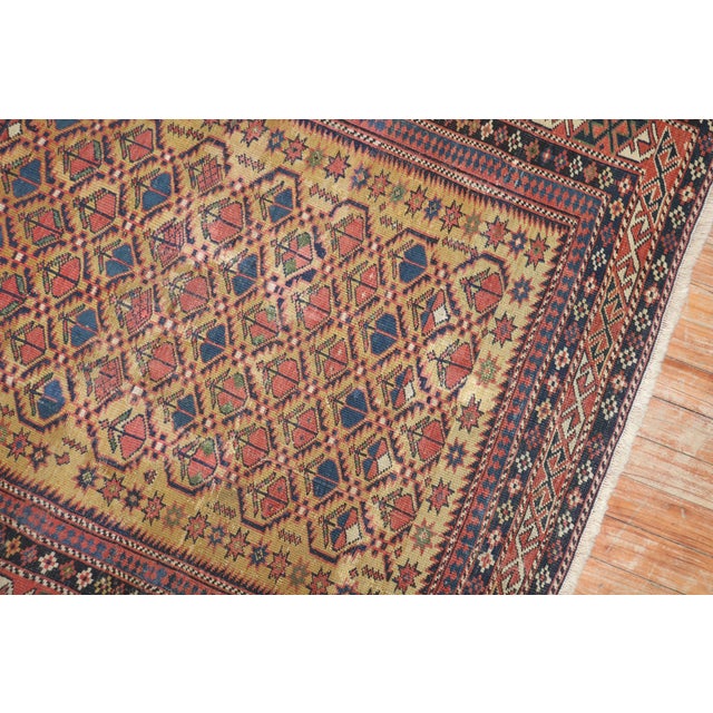 Antique Zabihi Collection Caucasian Shirvan Mustard Field Square Late 19th Century Rug For Sale - Image 10 of 10