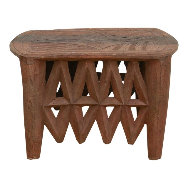 Rare Carved Leaf Top African Table For Sale