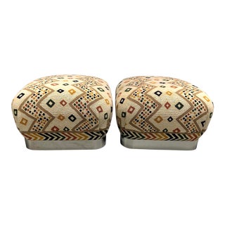 Karl Springer Style Soufflé Ottomans/Poufs - a Pair For Sale